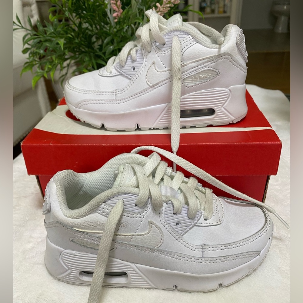 Nike Air Max 90 Triple White Running Shoes CD6867 100 Toddler Size 12C